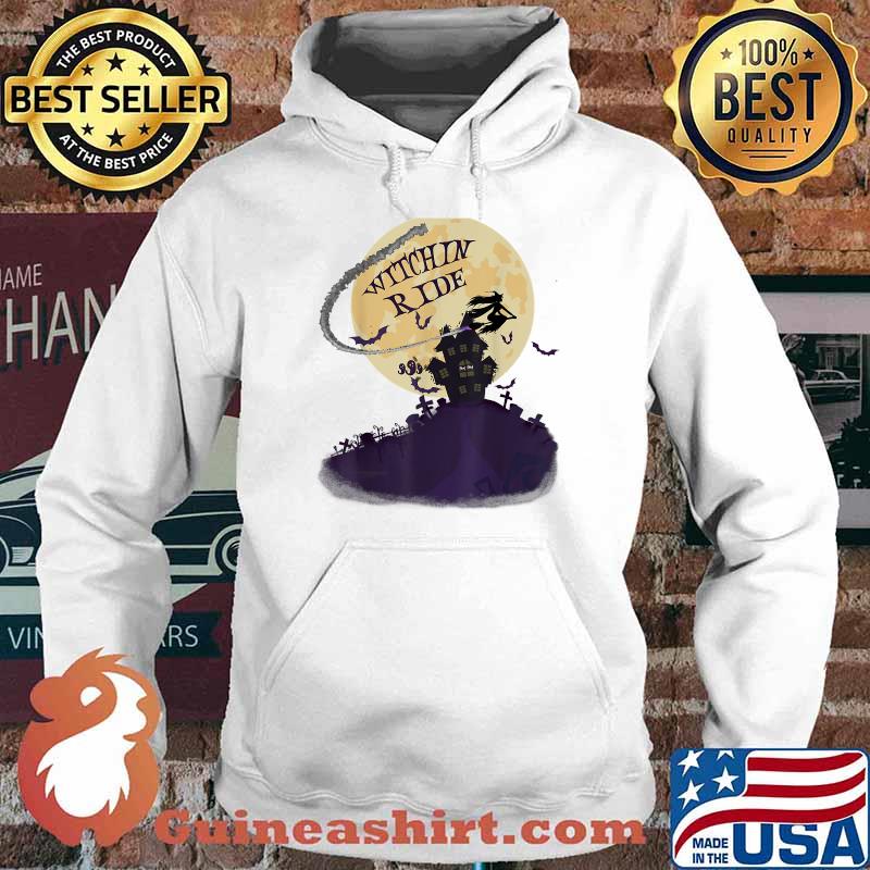 Witchin Ride Halloween Witch Riding Broom Full Moon T-Shirt Hoodie