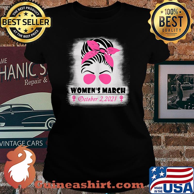 Women's March October 2,2021 The Girl With Pink Bow And Pink Glasses T-Shirt Laides tee