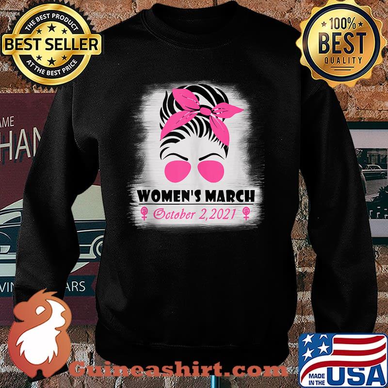 Women's March October 2,2021 The Girl With Pink Bow And Pink Glasses T-Shirt Sweater