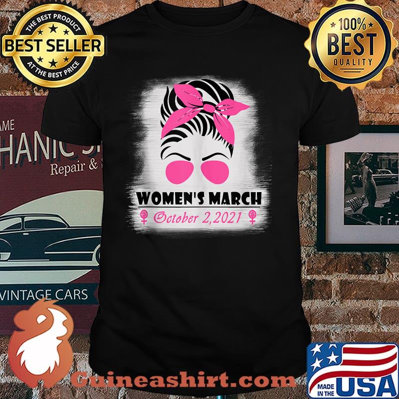 Women's March October 2,2021 The Girl With Pink Bow And Pink Glasses T-Shirt