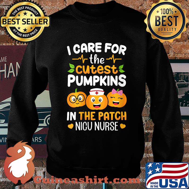 Womens NICU Nurse Halloween I Care For The Cutest Pumpkins In Patch V-Neck T-Shirt Sweater