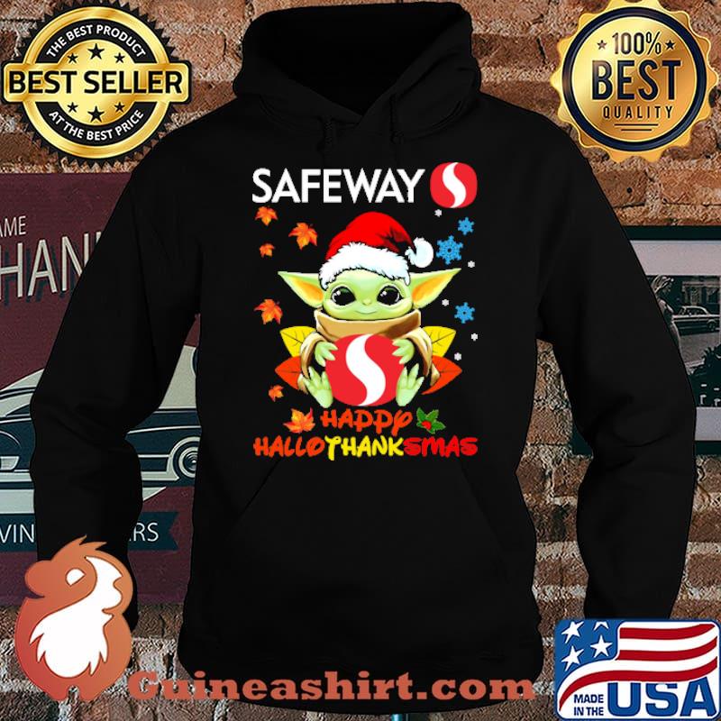 Yoda holding safeway logo happy hallothanksmas santa hat s Hoodie