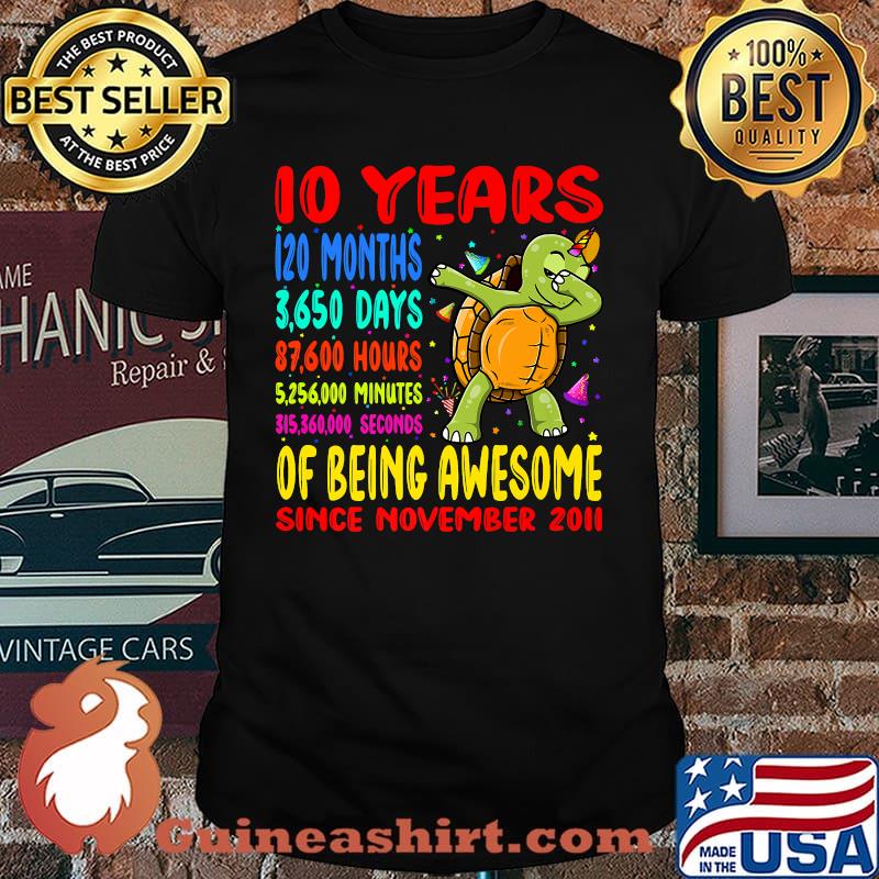 10 Years Of Being Awesome - 10th Birthday Dabbing Turtlecorn Premium T-Shirt