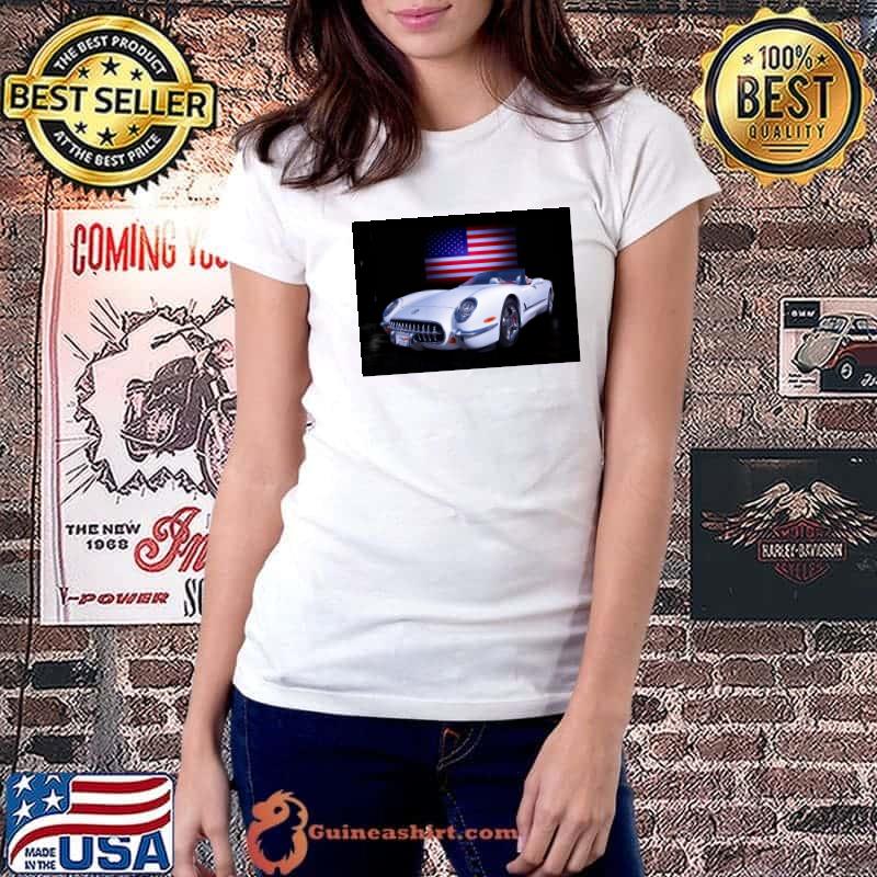 1953 corvette thomas burtney transparent American Flag Shirt Ladiestee