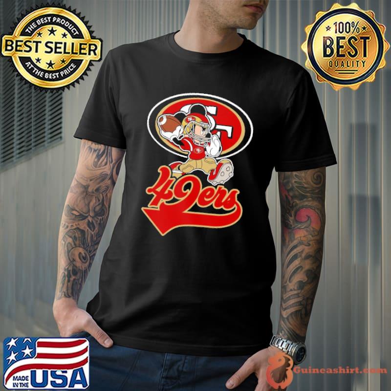 I Love The 49ers Mickey Mouse San Francisco 49ers Women's V-Neck T-Shirt 