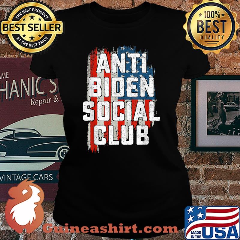 Anti Biden Social Club American Flag Retro Vintage T-Shirt Laides tee
