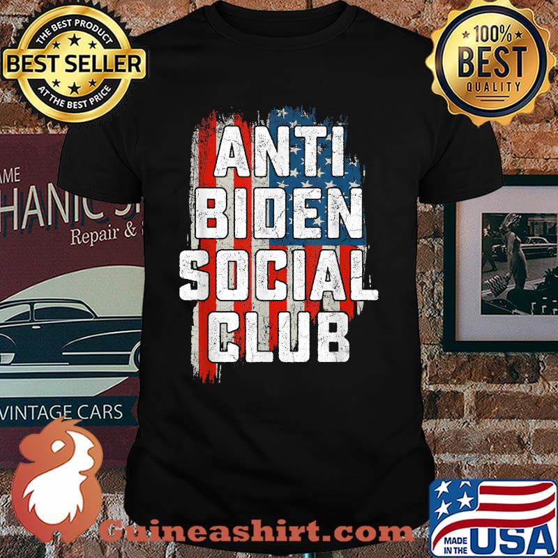 Anti Biden Social Club American Flag Retro Vintage T-Shirt