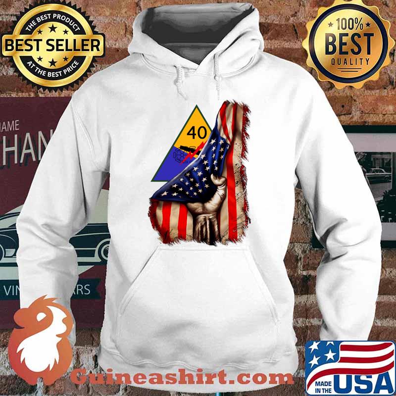 Army 40th Armored Division Pulled American Flag T-s Hoodie