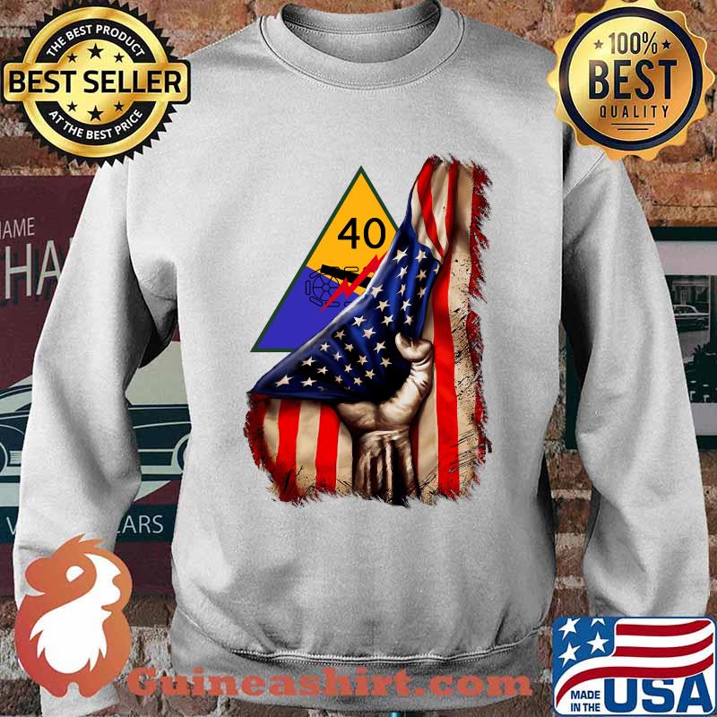 Army 40th Armored Division Pulled American Flag T-s Sweater