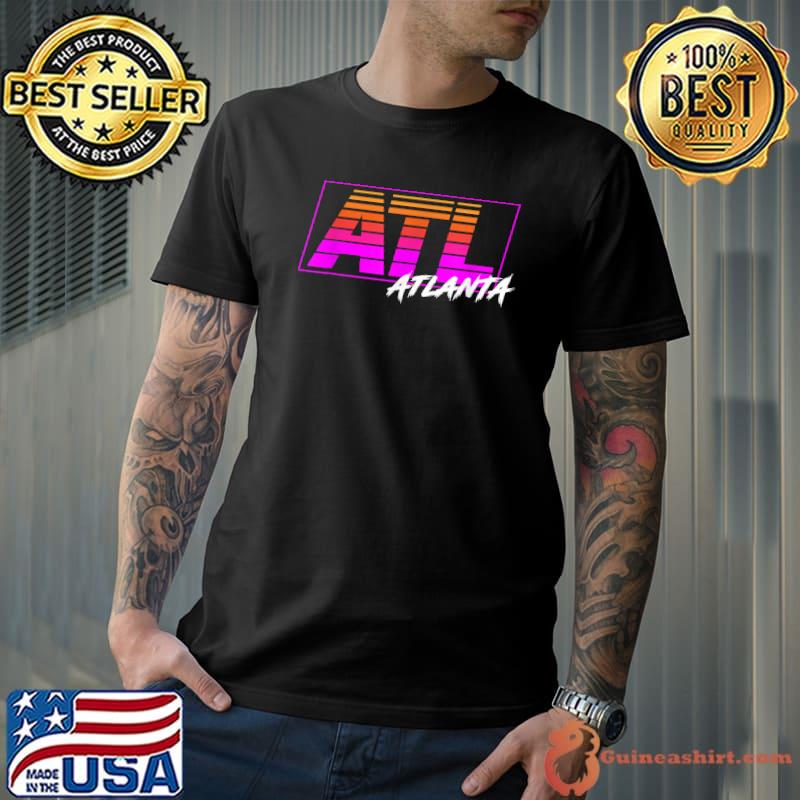 ATL Atlanta Georgia Retro 80s Box Stripes T-Shirt Unisex