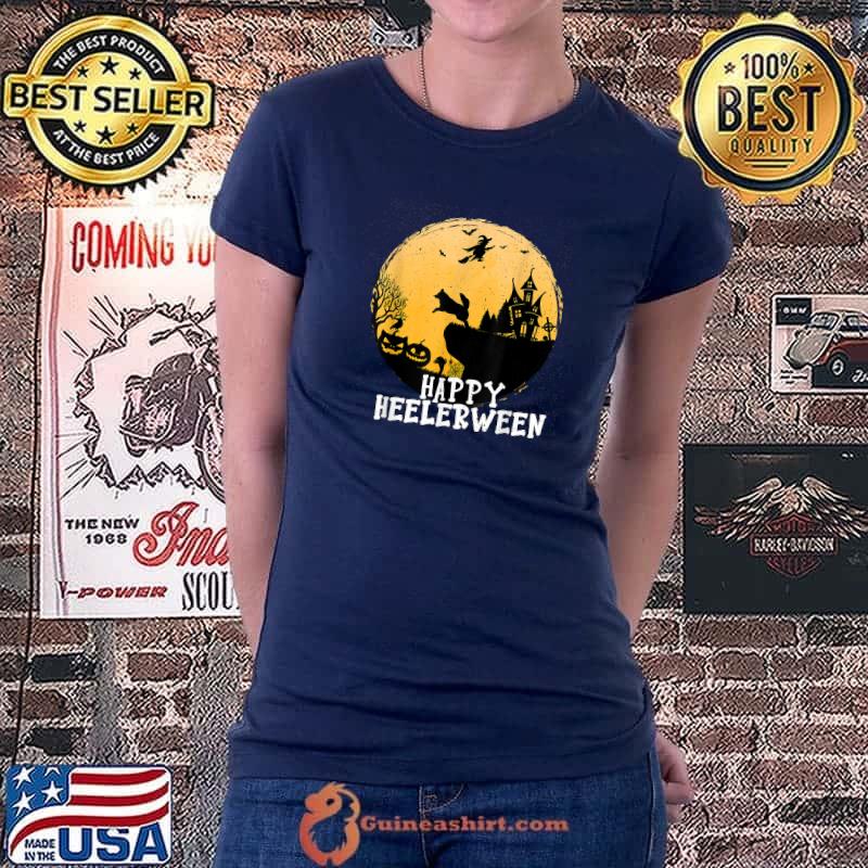 Australian Cattle Dog Full Moon Red Blue Heeler Halloween T-Shirt Ladiestee