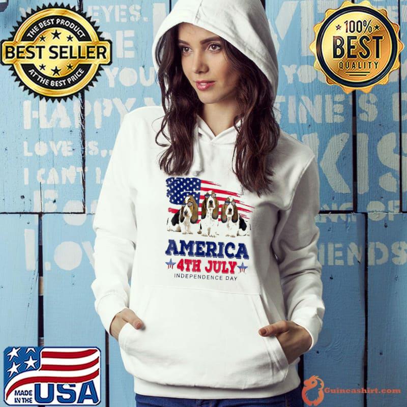 Basset Hound With Us American Flag 4Th Of July Shirt