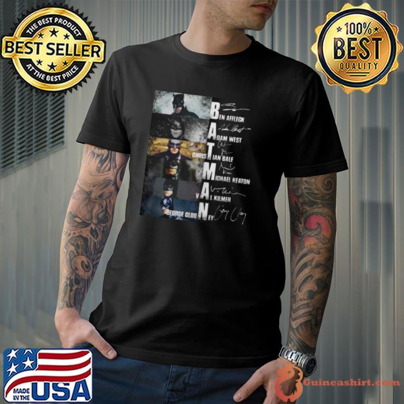 Batman Ben Afflegk Adam West Christian Bale Michael Keaton Signatures shirt