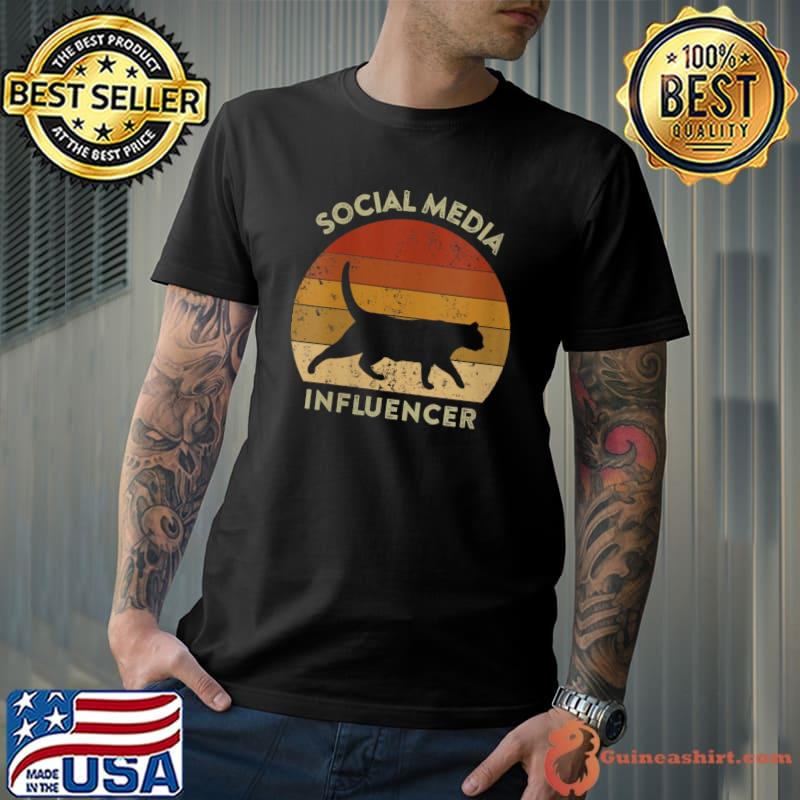 Best social Media Influencer Funny Retro Vintage Cat Meme T-Shirt