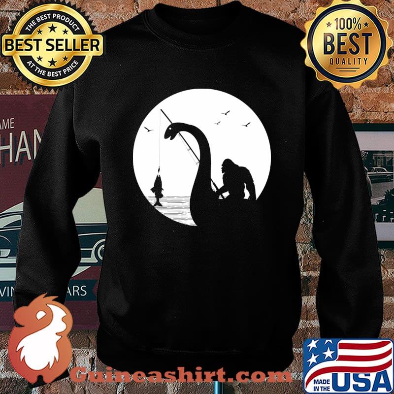 Bigfoot Fishing Loch Ness Monster Sasquatch Fishing T-Shirt Sweater