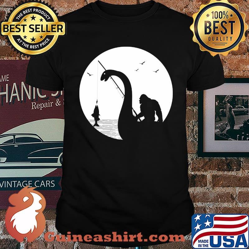 Bigfoot Fishing Loch Ness Monster Sasquatch Fishing T-Shirt