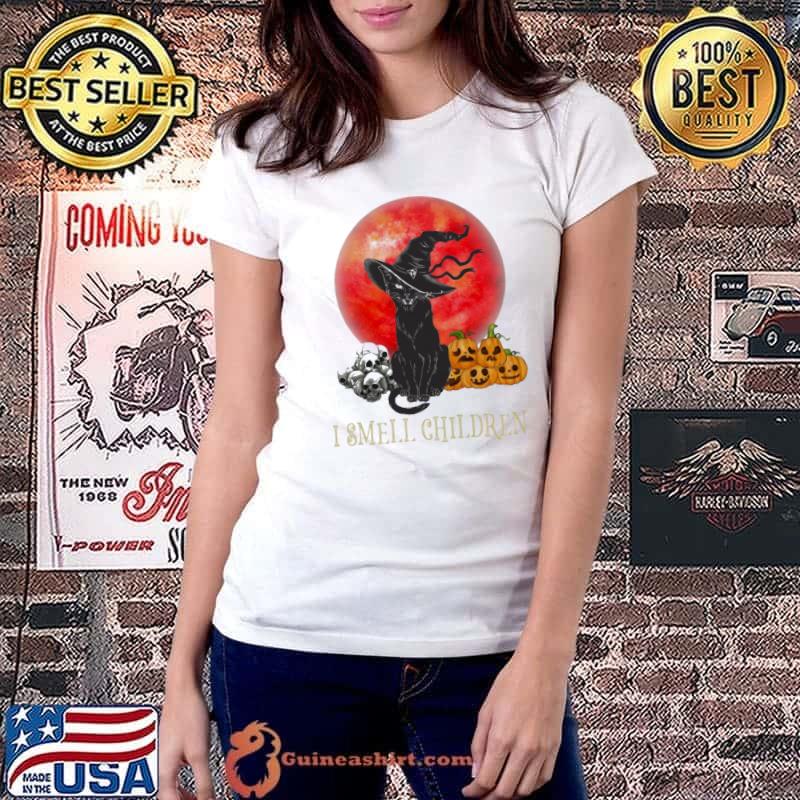 Black Cat I Smell Children Blood Moon Skull Pumpkin Halloween s Ladiestee