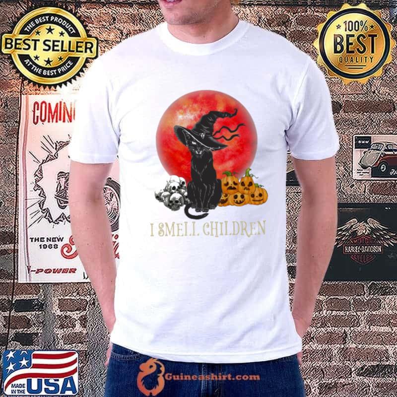 Black Cat I Smell Children Blood Moon Skull Pumpkin Halloween s Unisex
