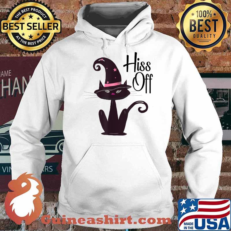 Black cat with witch hat, hiss off, Halloween cat, retro cat T-Shirt Hoodie