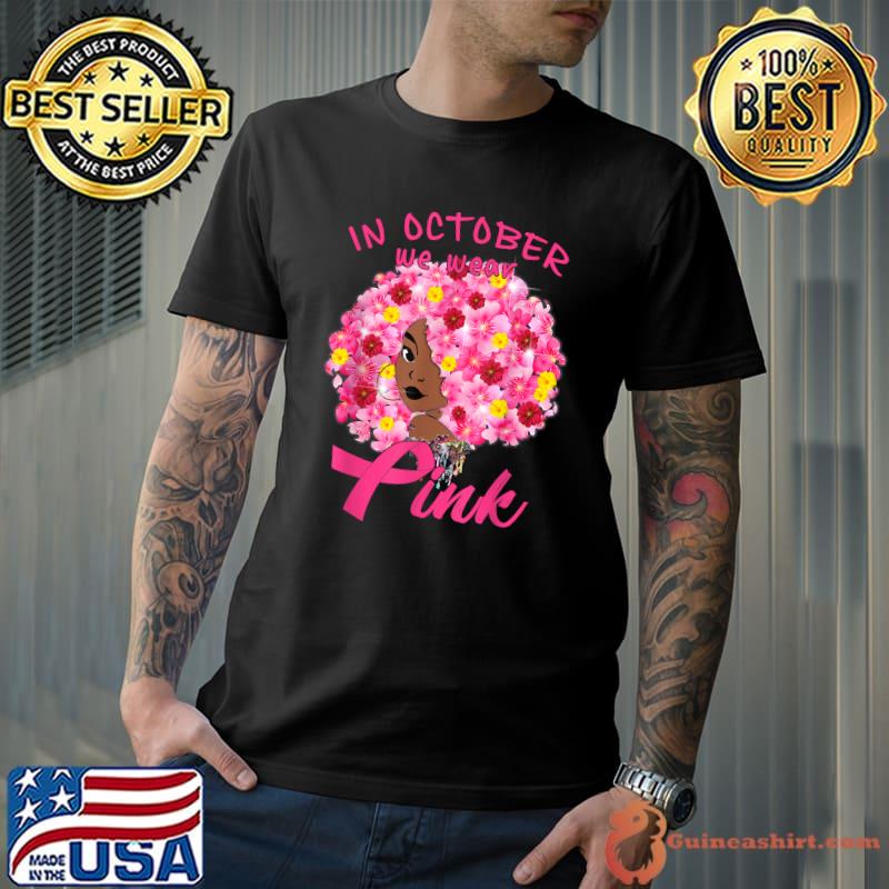 Black Women Queen Pink Ribbon Breast Cancer Awareness Month T-Shirt