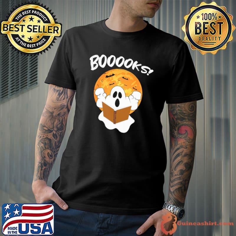 Booooks read book blood moon halloween shirt
