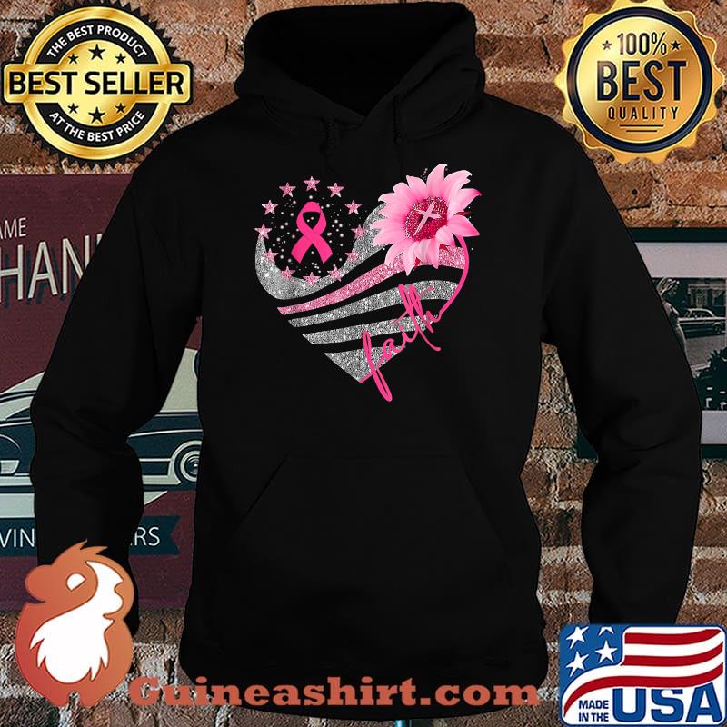 Breast Cancer Awareness Heart Sun flower faith bling bling T-Shirt Hoodie