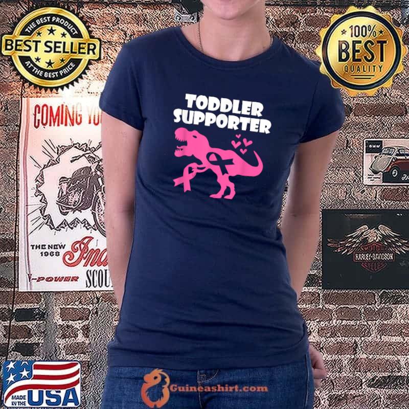 Breast Cancer Awareness Toddler Supporter T-Rex Kids Boys T-Shirt Ladiestee