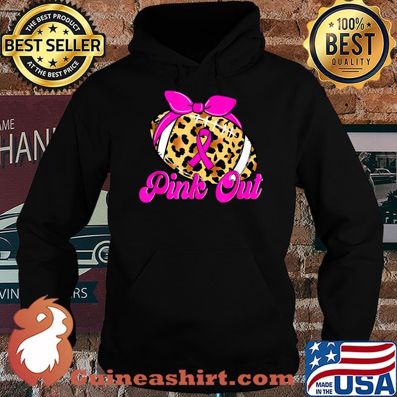 Breast Cancer Ribbon Pink Out Football Pink Ribbon Leopard T-Shirt Hoodie