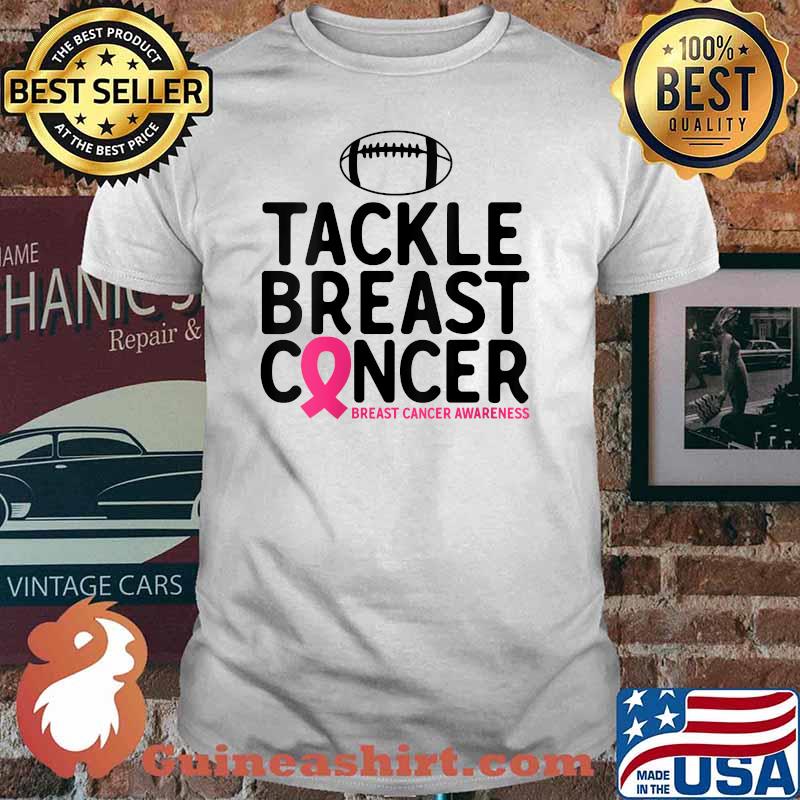 Breast Cancer Warrior Football Ribbon Tackle Breast Cancer T-Shirt