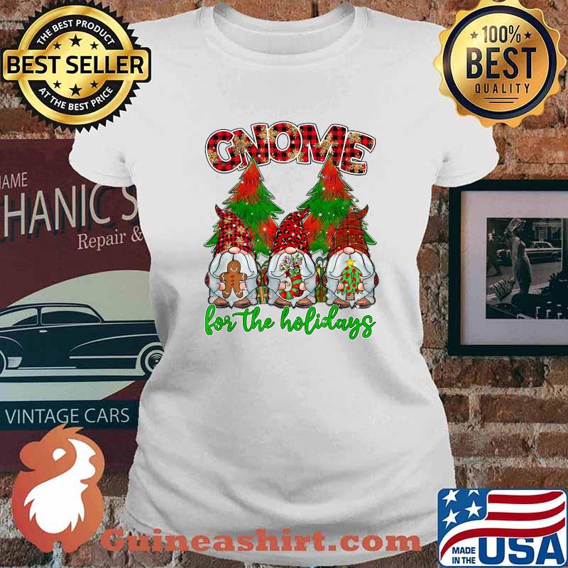 Bufalo Plaid Gnome For Holidays Xmas Trees Cookie Leopard T-Shirt Ladies tee