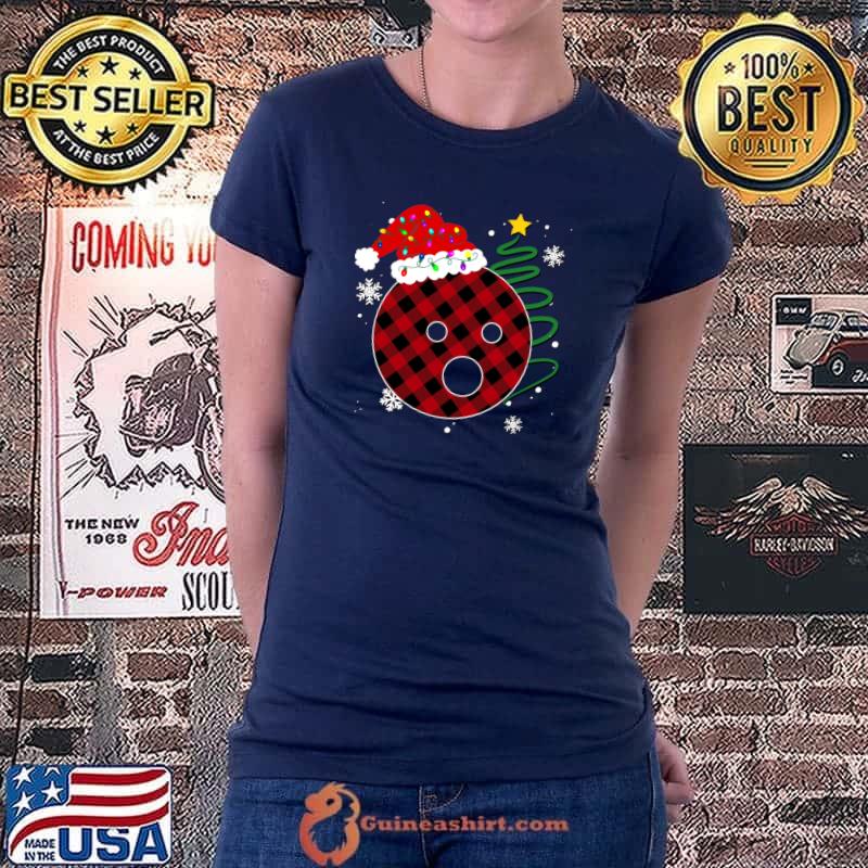 Buffalo Red Plaid Bowling Ball Christmas Sport Xmas Pajama T-Shirt Ladiestee