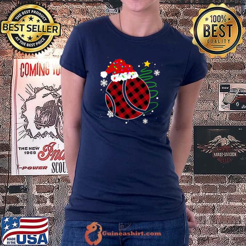 Buffalo Red Plaid Tennis Ball Christmas Sport Xmas Pajama T-Shirt Ladiestee