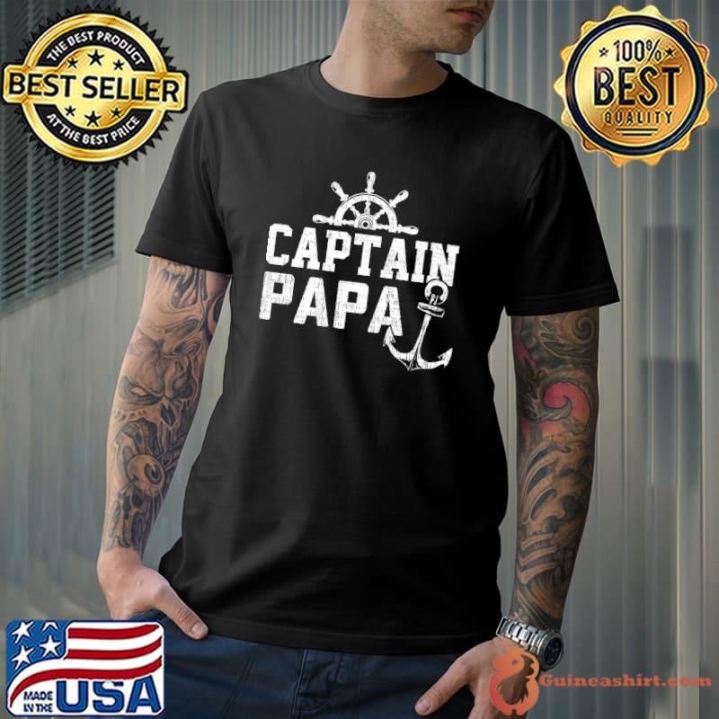 Captain Papa Pontoon Boating Fishing Lake Sailing Family T-Shirt