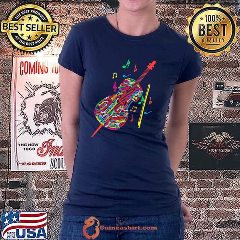 Cello Text Mozart Beethoven Orff Verdi Colorful Shirt Ladiestee