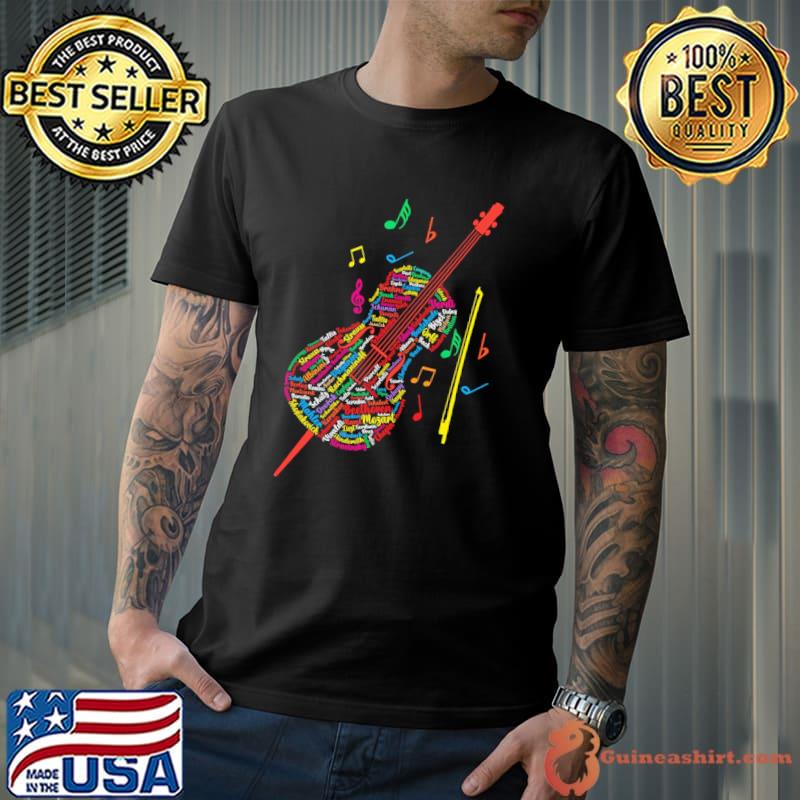 Cello Text Mozart Beethoven Orff Verdi Colorful Shirt Unisex