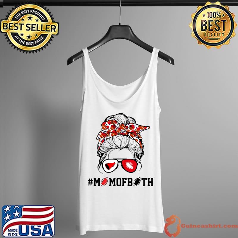 Cheer Football Cheerleading Mom Of Both Messy Hair Bun Mom T-Shirt Tank Top