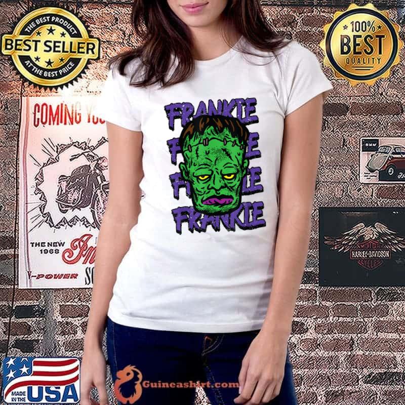 Classic Halloween Frankenstein Monster Distressed T-Shirt Ladiestee