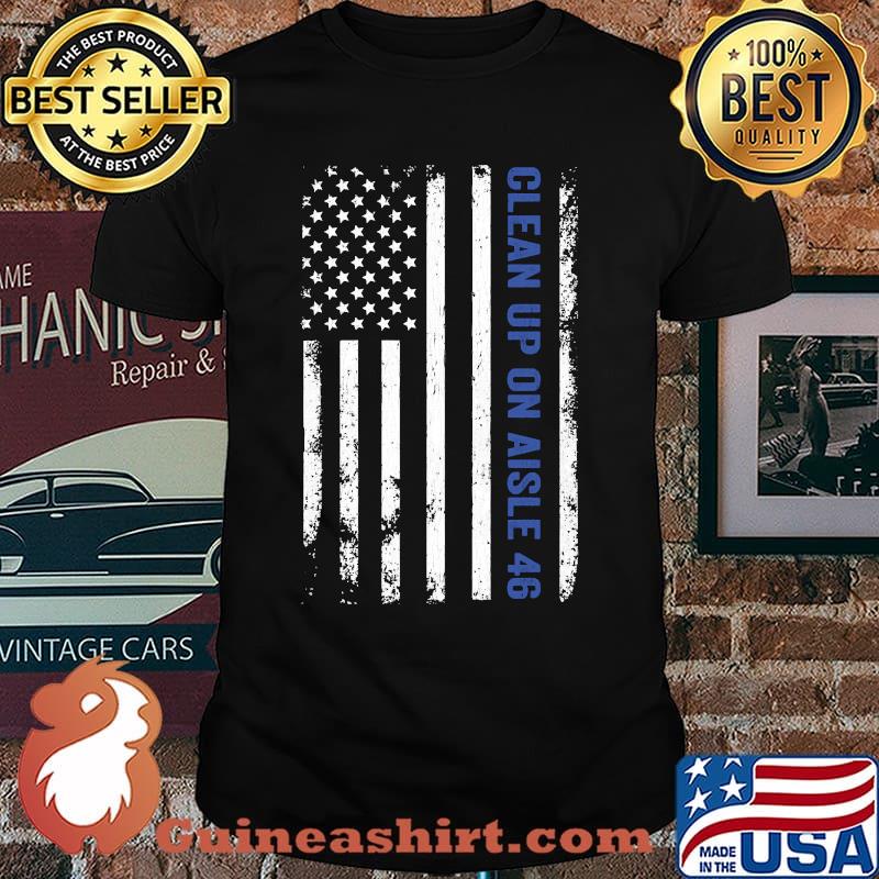 Clean Up On Aisle 46 Impeach Biden 8646 Thin Blue Line T-Shirt