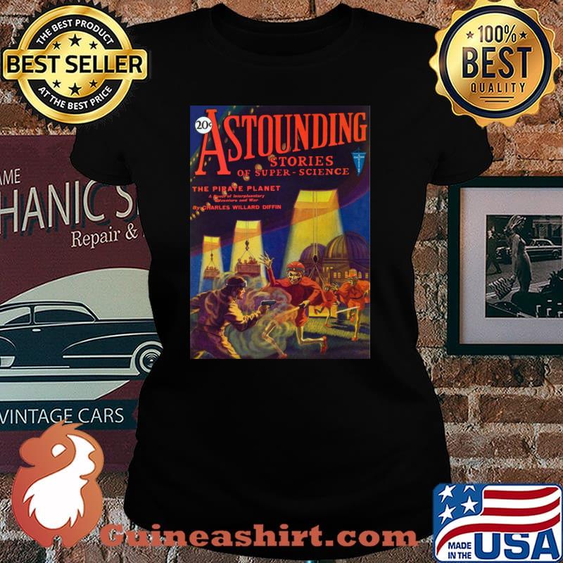 Comic Book Cover Vintage Retro Science Wonder 1930's Sci FI Comic Book Front Cover T-Shirt Laides tee