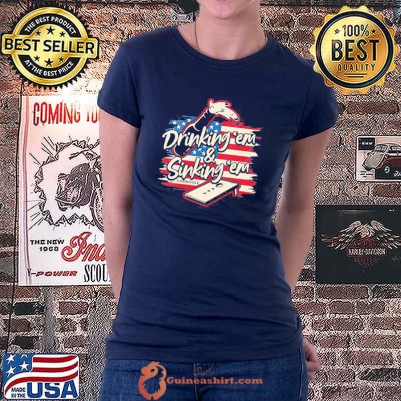 Cornhole Drinking Em Sinking Em 4Th Of July Shirt