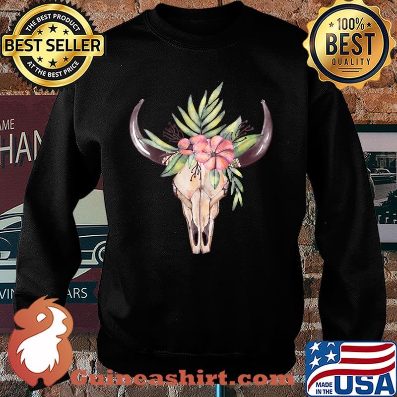 Cow Head Skull Buffalo Bull Floral Animal Lovers Gift T-s Sweater