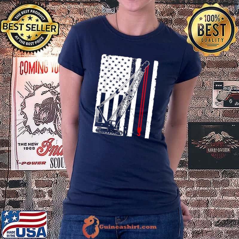 Crane Operator Design For Men US Heavy Equipment Crane Lover T-Shirt Ladiestee