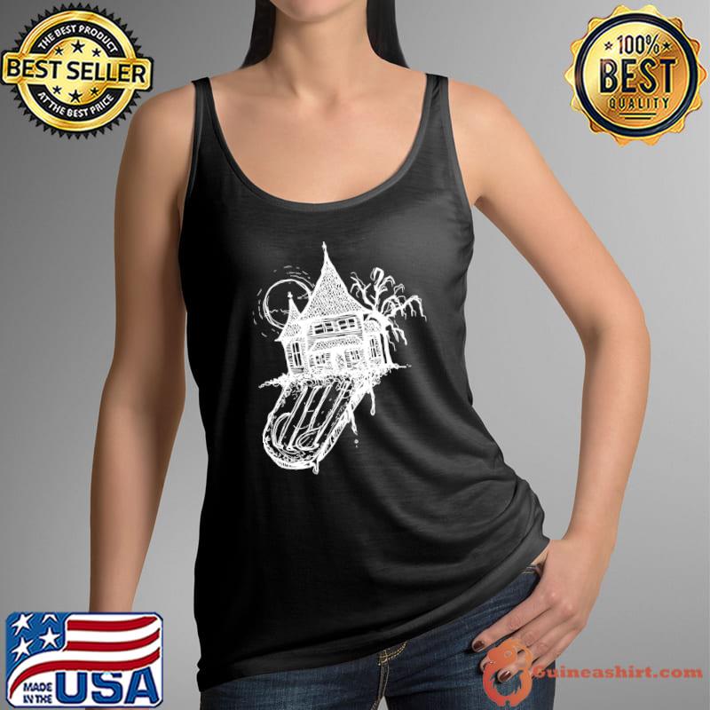 Creepy Halloween Tombstone Haunted House T-s Tank Top