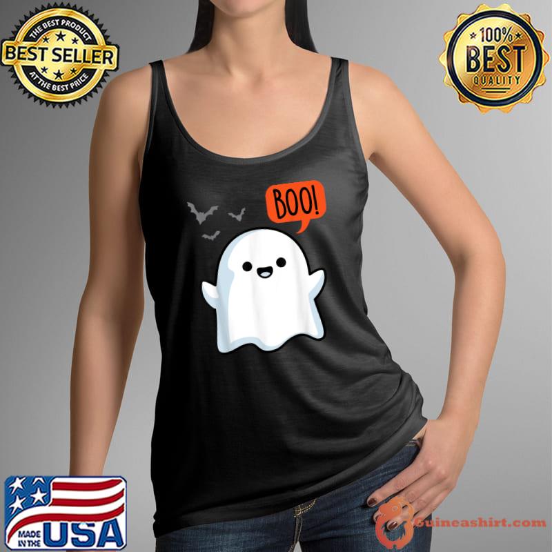 Cute Ghost Saying Boo Ghost Spooky Bats Halloween Costume T-Shirt Tank Top