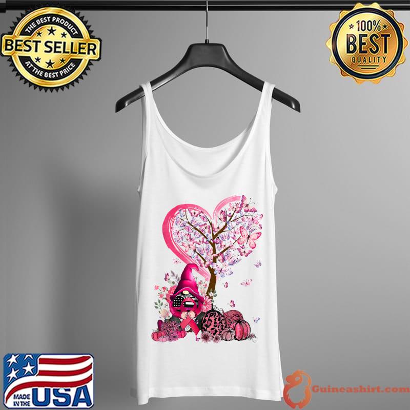 Cute Gnomes Breast Cancer Awareness Pumpkin Butterfly Tree T-Shirt Tank Top