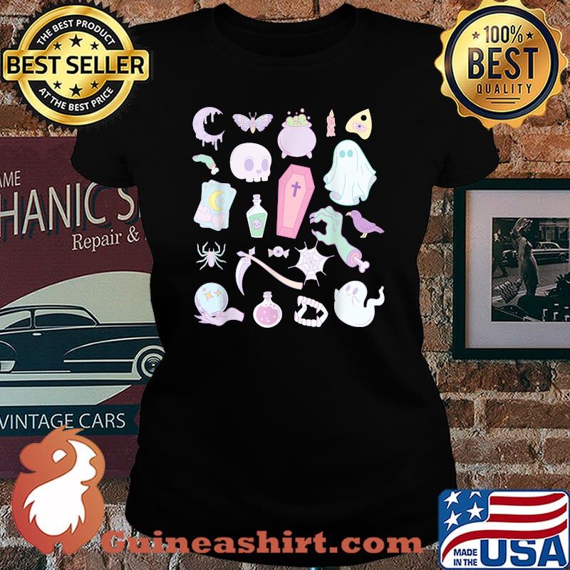 Cute Halloween Pastel Kawaii Goth Items Moon Coffin Tarot T-Shirt Laides tee
