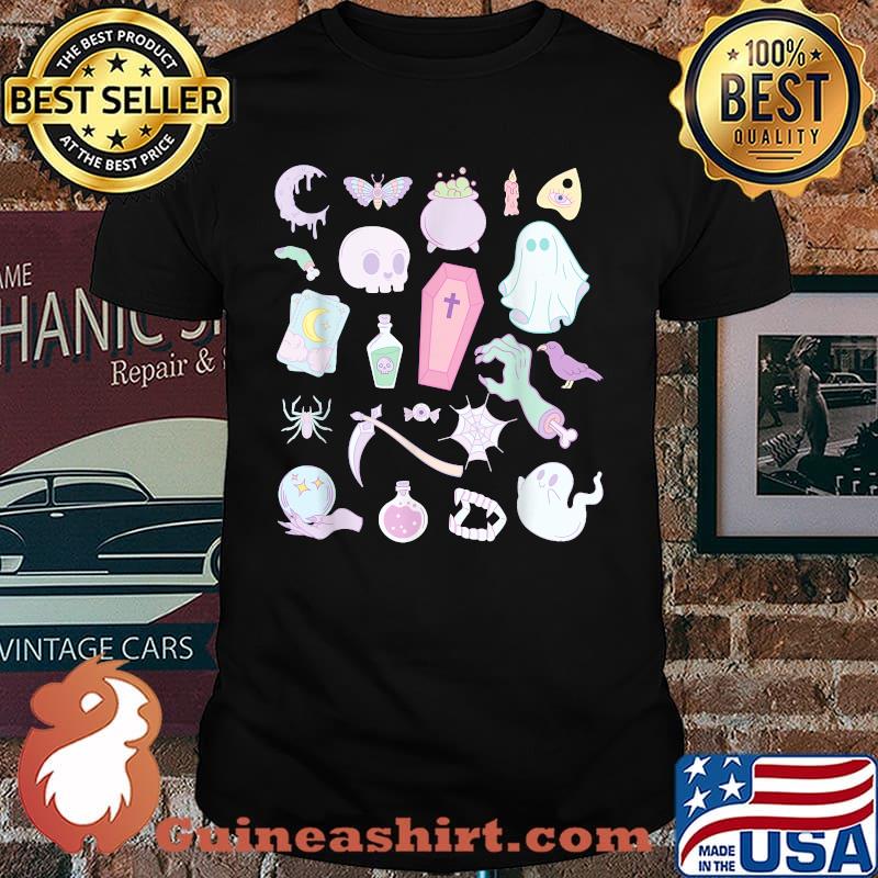 Cute Halloween Pastel Kawaii Goth Items Moon Coffin Tarot T-Shirt
