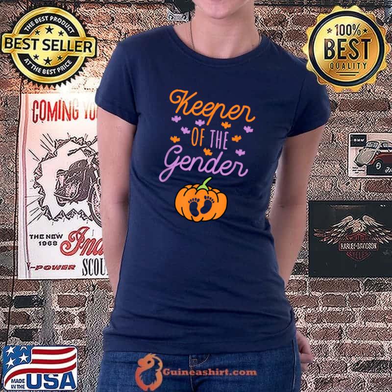 Cute Keeper Of Gender Fall Gender Reveal For Halloween T-Shirt Ladiestee