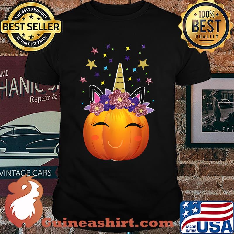 Cute Unicorn Pumpkin shirt for women Halloween Thanksgiving T-Shirt
