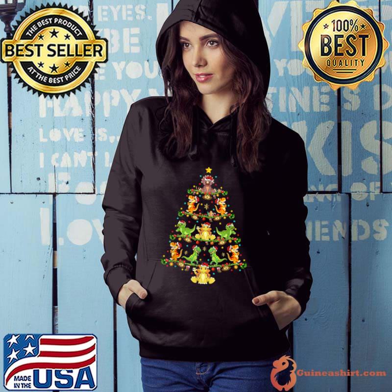 Dinosaur Lover Xmas Lighting Santa Dinosaur Christmas Tree T-Shirt